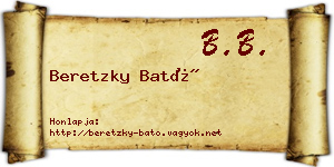 Beretzky Bató névjegykártya